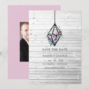 Rustikale Pastellfarbene Blumen-Terrarium-Hochzeit Save The Date