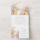 Rustikale Pastellgelbe Herbst-Landschaft Hochzeit All In One Einladung (Innen Boden)