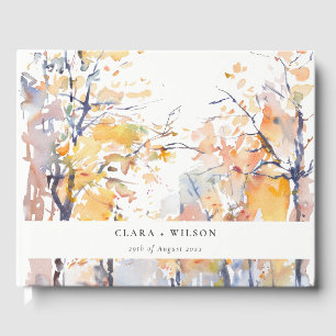 Rustikale Pastellgelbe Herbst-Landschaft Hochzeit Gästebuch