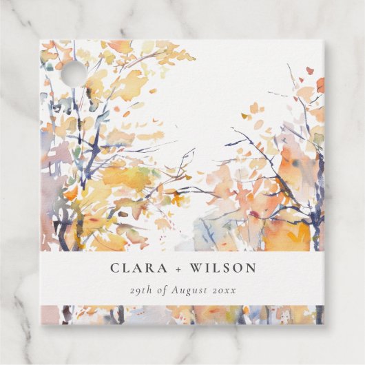 Rustikale Pastellgelbe Herbst-Landschaft Hochzeit Geschenkanhänger (Vorderseite)