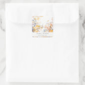 Rustikale Pastellgelbe Herbst-Landschaft Hochzeit Quadratischer Aufkleber (Tasche)