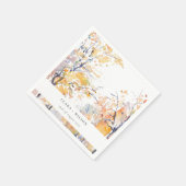 Rustikale Pastellgelbe Herbst-Landschaft Hochzeit Serviette (Ecke)