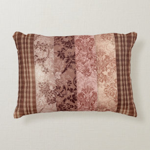Rustikale Patchwork-Karo- und Blumen-Damaskus-Must Dekokissen