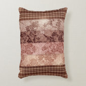 Rustikale Patchwork-Karo- und Blumen-Damaskus-Must Dekokissen (Vorderseite(Vertikal))