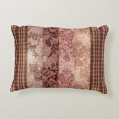 Rustikale Patchwork-Karo- und Blumen-Damaskus-Must Dekokissen (Rückseite)