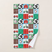 Rustikale Patchwork Kuh Farm Blau und Rot Badhandtuch Set (Handtuch)