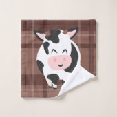 Rustikale Patchwork Kuh Farm Blau und Rot Badhandtuch Set (Waschlappen)