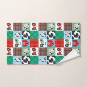 Rustikale Patchwork Kuh Farm Blau und Rot Badhandtuch Set (Handtuch)
