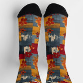 Rustikale Patchwork-Socken - Custom Red & Navy Socken (Oben)