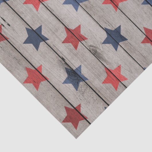 Rustikale Patriotische Imitate Holzsterne Party Ge Seidenpapier (Detail)