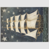 Rustikale Patriotische Tallschiff-Sterne Dekoupage Seidenpapier (Vorderseite)