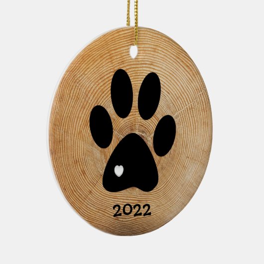 Rustikale Paw Print Custom Keramik Ornament (Rechts)