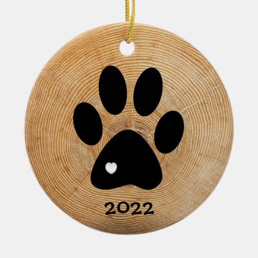 Rustikale Paw Print Custom Keramik Ornament (Vorne)