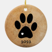 Rustikale Paw Print Custom Keramik Ornament (Hinten)