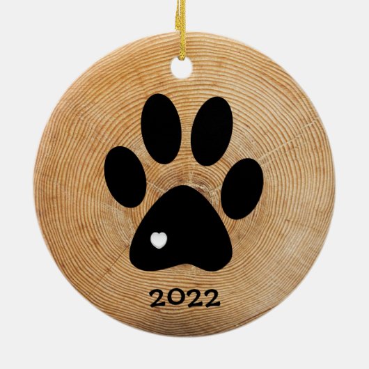 Rustikale Paw Print Custom Keramik Ornament (Hinten)