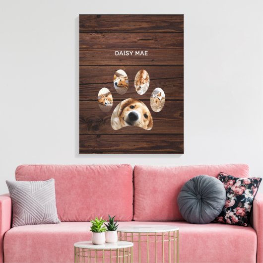 Rustikale Paw Print Custom Pet Foto Collage Leinwanddruck (Insitu (Wohnzimmer))