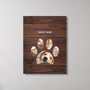 Rustikale Paw Print Custom Pet Foto Collage Leinwanddruck