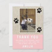Rustikale Paw Print Pink Birthday Foto Vielen Dank Karte (Vorderseite)
