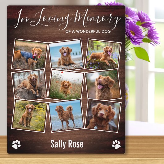 Rustikale Paw-Prints in einem Gedächtnisgedächtnis Fotoplatte