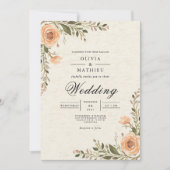 Rustikale Peach Blossom Arch Wedge Einladung (Vorderseite)