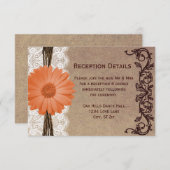 Rustikale Peach Daisy Blume Hochzeitskarten Begleitkarte (Vorne/Hinten)