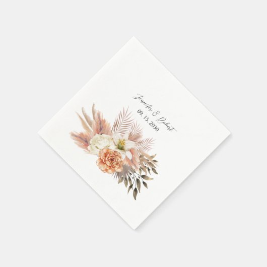 Rustikale Peach floral Wedding Napkins Serviette (Ecke)