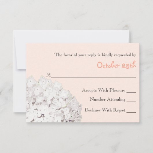 Rustikale Peach Hydrangea Wedding RSVP Response Ca (Rückseite)