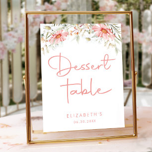 Rustikale Peach Wildblumen Dessert Tafelschild Poster