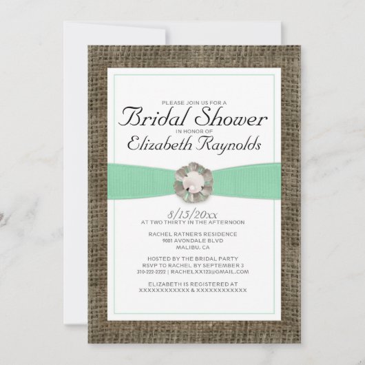 Rustikale Pearl Bridal Dusche Einladungen (Vorderseite)