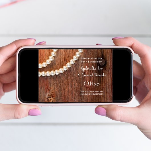 Rustikale Pearls Country-Hochzeit retten Datum Einladung