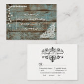 Rustikale Pearls & Lace Wedding RSVP Card Begleitkarte (Vorne/Hinten)
