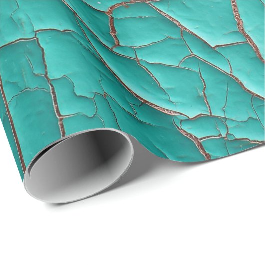 Rustikale Peeling Farbe türkis aquamarin blau grün Geschenkpapier (Rolleneckpunkt)