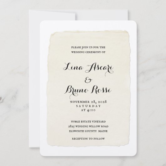 Rustikale Pen & Ink Script Einladung zur Hochzeit (Vorderseite)