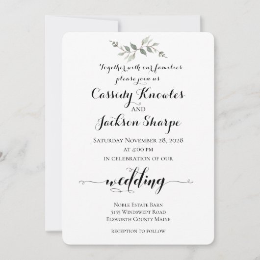 Rustikale Pen & Tinte Kalligrafie Hochzeit Einladung (Vorderseite)