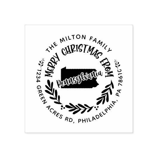 rustikale Pennsylvania fröhliche Weihnachtsfeier R Gummistempel (Prägung)