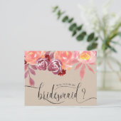 Rustikale Peonies Bridesmaid Einladung Postkarte (Stehend Vorderseite)