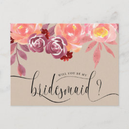 Rustikale Peonies Bridesmaid Einladung Postkarte