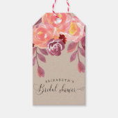 Rustikale Peonies Elegantes Script-Brautparty Geschenkanhänger (Vorderseite)