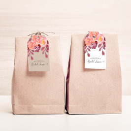 Rustikale Peonies Elegantes Script-Brautparty Geschenkanhänger