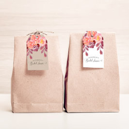 Rustikale Peonies Elegantes Script-Brautparty Geschenkanhänger