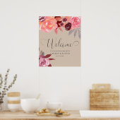 Rustikale Peonies Elegantes Skript Hochzeit Willko Poster (Küche)