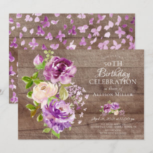 Rustikale Peonies Floral Geburtstag Einladung