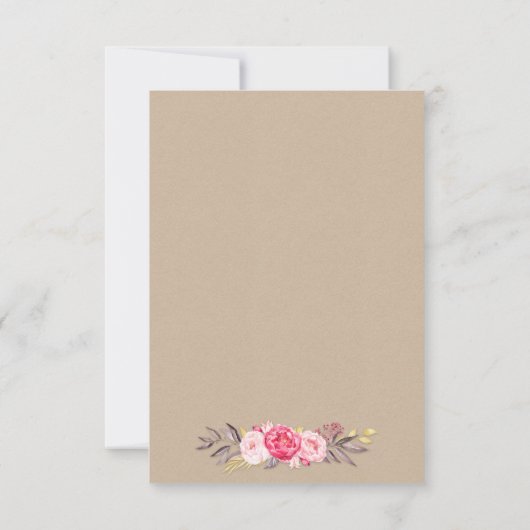 Rustikale Peony and Deer Antler Wedding RSVP Cards (Rückseite)
