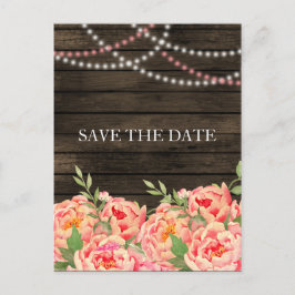 Rustikale Peony Barn Wood Wedding Ankündigungspostkarte