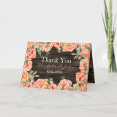 Rustikale Peony Barn Wood Wedding Dankeskarte (Vorderseite)