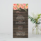 Rustikale Peony Barn Wood Wedding Menükarte (Stehend Vorderseite)