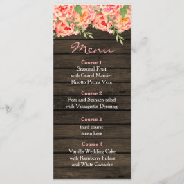Rustikale Peony Barn Wood Wedding Menükarte