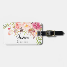 Rustikale Peony Floral Bridesmaid Gepäckanhänger