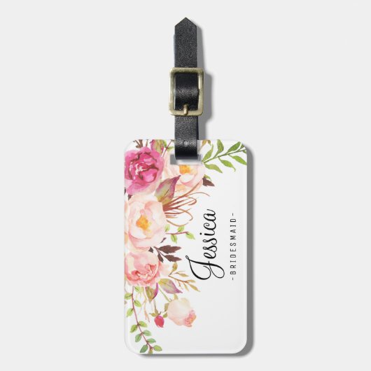 Rustikale Peony Floral Bridesmaid Gepäckanhänger (Vorderseite vertikal)