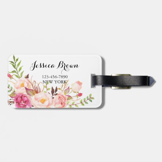 Rustikale Peony Floral Bridesmaid Gepäckanhänger (Rückseite horizontal)